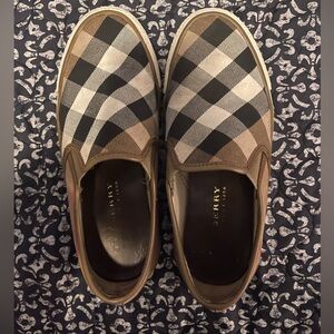 Burberry Cream and Black Checkered Sneakers
